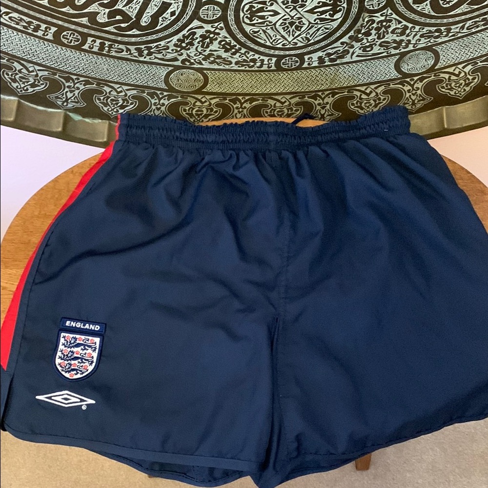 Umbro Dark Blue Shorts with Red Stripe